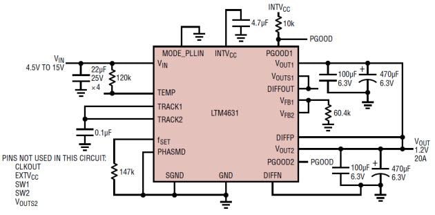 Application Circuit Diagram - Analog Devices Inc. LTM4631 Ultra-thin DC/DC μModule Regulators Application Circuit Diagram - Analog Devices Inc. LTM4631 Ultra-thin DC/DC μModule Regulators