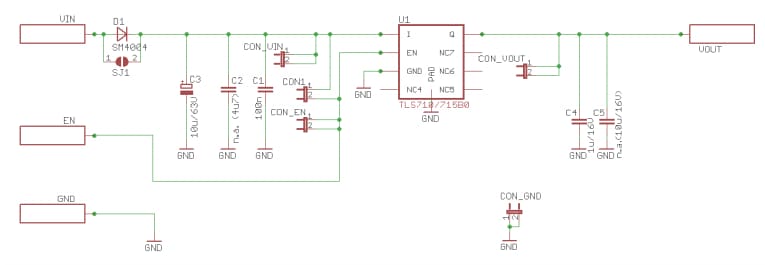 Schematic - Infineon Technologies TLS710B0EJ Demo Board