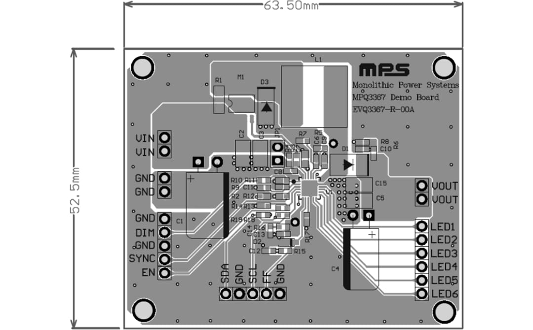 Monolithic Power Systems (MPS) EVQ3367-R-01A Evaluation Board Monolithic Power Systems (MPS) EVQ3367-R-01A Evaluation Board